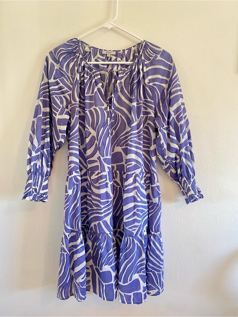 Rails Sia Island Waves Blue White Print Cotton Mini Dress